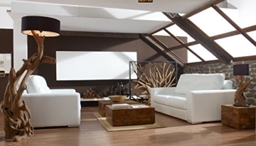 Design Raumteiler Teak-Holz MAZE | Hochwertiger Sichtschutz Holzoptik massiv | Paravent Trennwand für Wohnzimmer Praxis Büro | - 