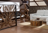 Design Raumteiler Teak-Holz MAZE | Hochwertiger Sichtschutz Holzoptik massiv | Paravent Trennwand für Wohnzimmer Praxis Büro | -