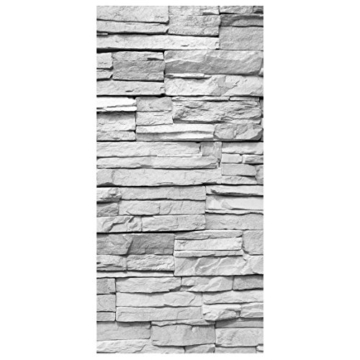 Flächenvorhang Set Ashlar Masonry 250x120cm | Schiebegardine Schiebevorhang Raumtrenner Vorhang Raumteiler Gardine Paravent Wandbild XXL Deko Dekor | Größe HxB: 250x120cm inkl. transparenter Halterung - 