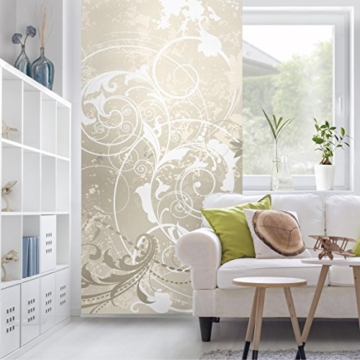 Flächenvorhang Set Perlmutt Ornament Design Dekorationen Schnörkel Wirbel Blatt 250x120cm | Schiebegardine Schiebevorhang Raumtrenner Vorhang Raumteiler Gardine Paravent Wandbild XXL Deko Dekor Größe: 250 x 120cm ohne Halterung - 