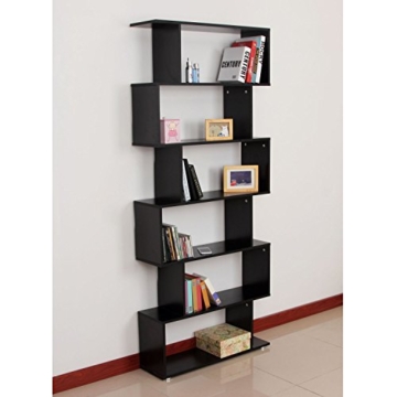 homcom 831-037BK Bücherregal, Holz, schwarz, 80 x 25 x 192 cm - 