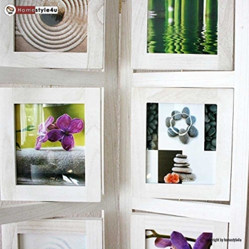 Homestyle4u 3 fach Paravent Raumteiler Holz Trennwand in weiß whitewash Foto Fotowand - 