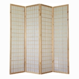 Homestyle4u 4 fach Paravent Raumteiler - Holz Trennwand Shoji in natur Reispapier weiß -