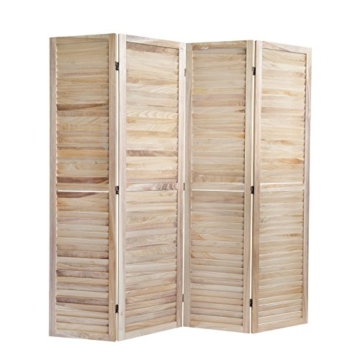Homestyle4u 4 fach Paravent Raumteiler Holz Trennwand spanische Wand Sichtschutz natur - 