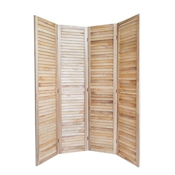Homestyle4u 4 fach Paravent Raumteiler Holz Trennwand spanische Wand Sichtschutz natur - 