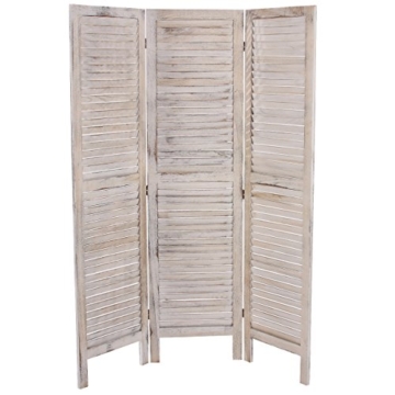 Paravent Raumteiler 170x138x2cm, Shabby-Look, Vintage ~ weiß - 