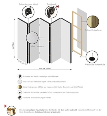 RAUMTEILER | FOTO PARAVENT - 225x172 cm | EINSEITIG AUF EDLER VLIES-LEINWAND BEDRUCKT | BLICKDICHT & TEXTILE HAPTIK | TRENNWAND | SPANISCHE WAND | SICHTSCHUTZ | RAUMTRENNER | DEKO | DESIGN | l-A-0002-z-c - 