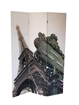 TPFLiving Premium Design Paravent EIFELTURM - PARIS 180x120cm | Paravent 3 teilig EIFELTURM | Paravent 3tlg PARIS | Paravent 3fach PARIS | Paravent mit Motiv EIFELTURM | Paravent mit Motiv PARIS | Paravent 120 cm Motiv | Paravent 180 x 120 Motiv | Paravent 180 cm hoch | Paravent Leinwand Motiv | Raumtrenner Paravent EIFELTURM | Raumtrenner Motiv | Raumteiler Paravent Trennwand | Raumteiler Leinwand Motiv | Raumteiler 180 cm hoch -