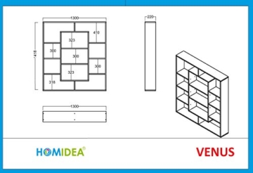 VENUS Bücherregal - Standregal - Büroregal - Raumtieler für Wohnzimmer / Büro in modernem Design (Weiß / Nussbaum) - 